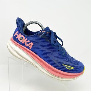 Hoka Women's Clifton 9 Lace Up Bright Royal Blue Running Shoes Size 9B